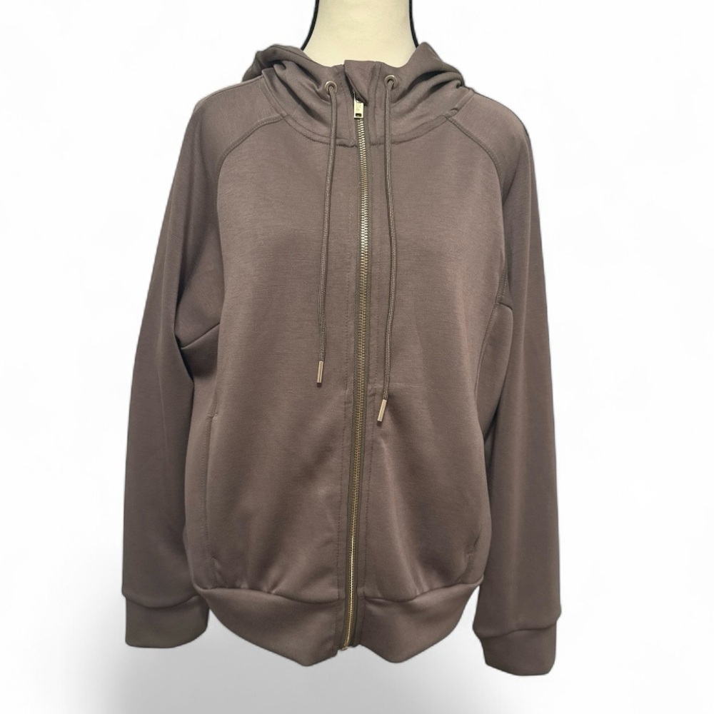 Elie Tahari Ash Grey Zip Hoodie Jacket Size S | $98 Retail - Picture 2 of 8